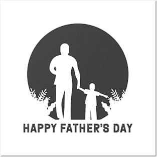 Father's Day Silhouette Tee - Distressed "Happy Father's Day" Shirt, Perfect Gift for Dad on His Special Day Posters and Art